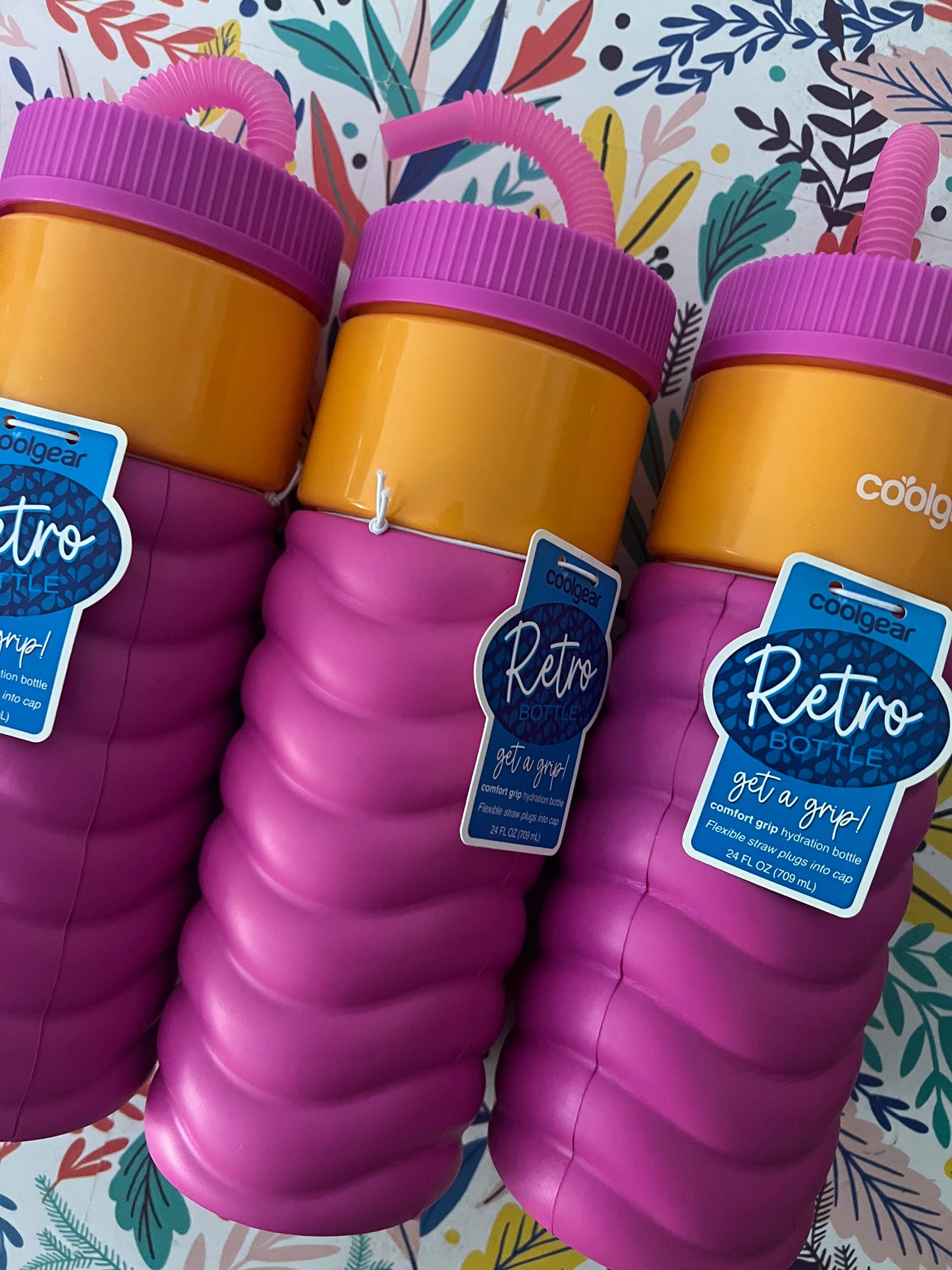 Botella Retro CoolGear — Rosa + Amarillo (24oz)