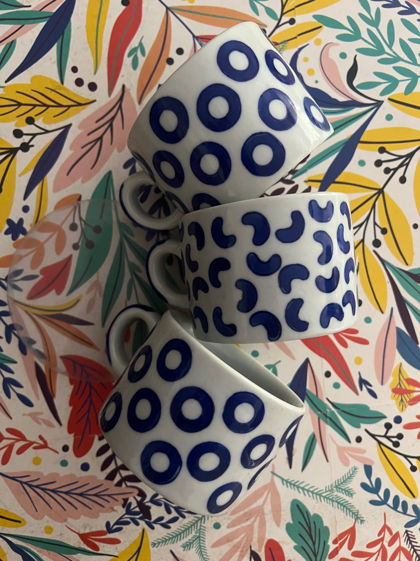 Set de 3 Mini Tazas Vintage Azul — Edición Flash