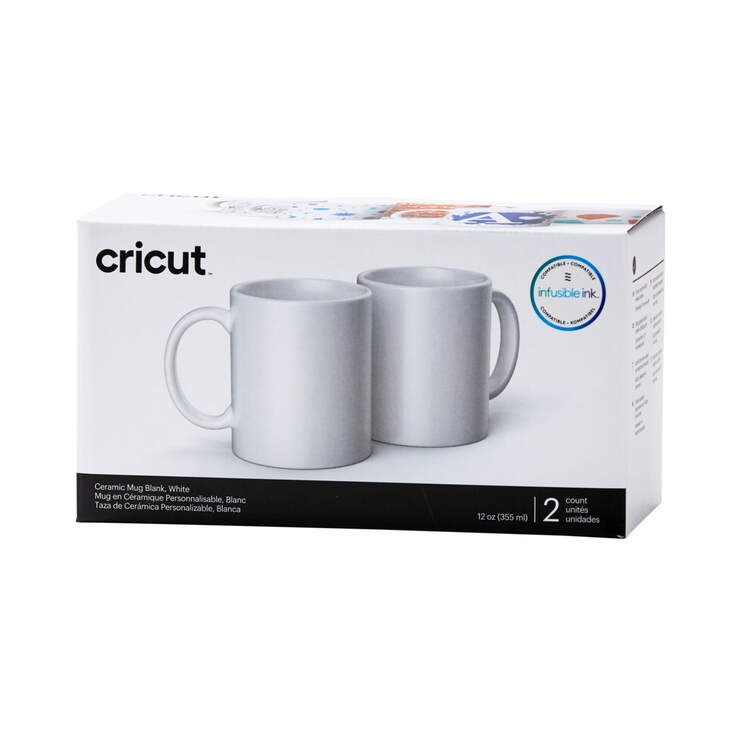 Taza de cerámica en blanco, blanca - 12 oz/340 ml (2 ct)
