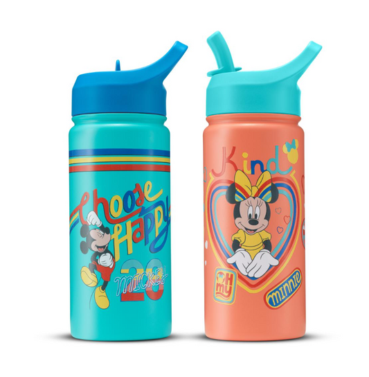 JoyJolt Botellas de Agua para Niños – Mickey Mouse & Minnie Mouse – Pack 2 (16 oz / 473 mL)
