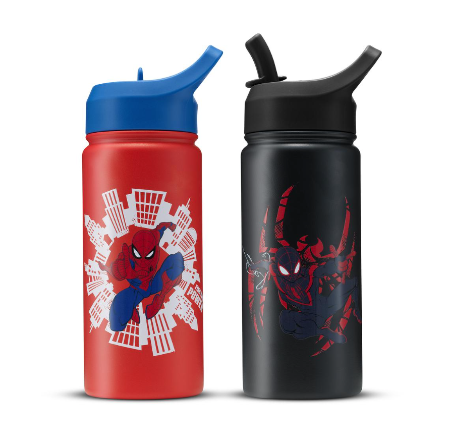 JoyJolt Botellas de Agua para Niños – Spider-Man – Pack 2 (16 oz / 473 mL)