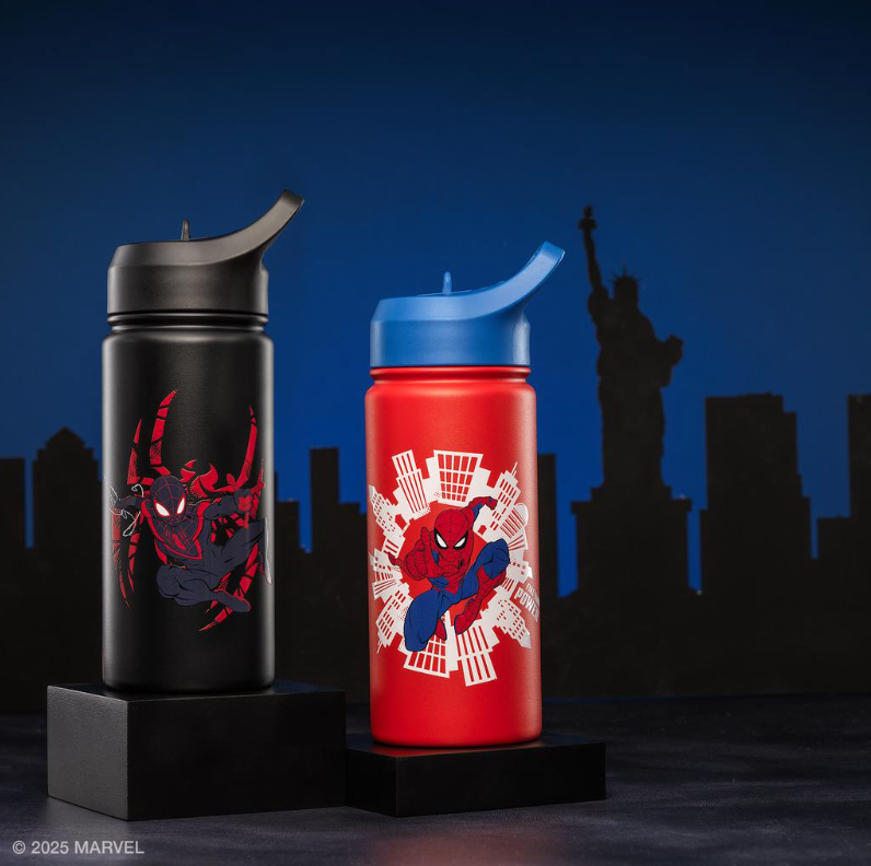 JoyJolt Botellas de Agua para Niños – Spider-Man – Pack 2 (16 oz / 473 mL)