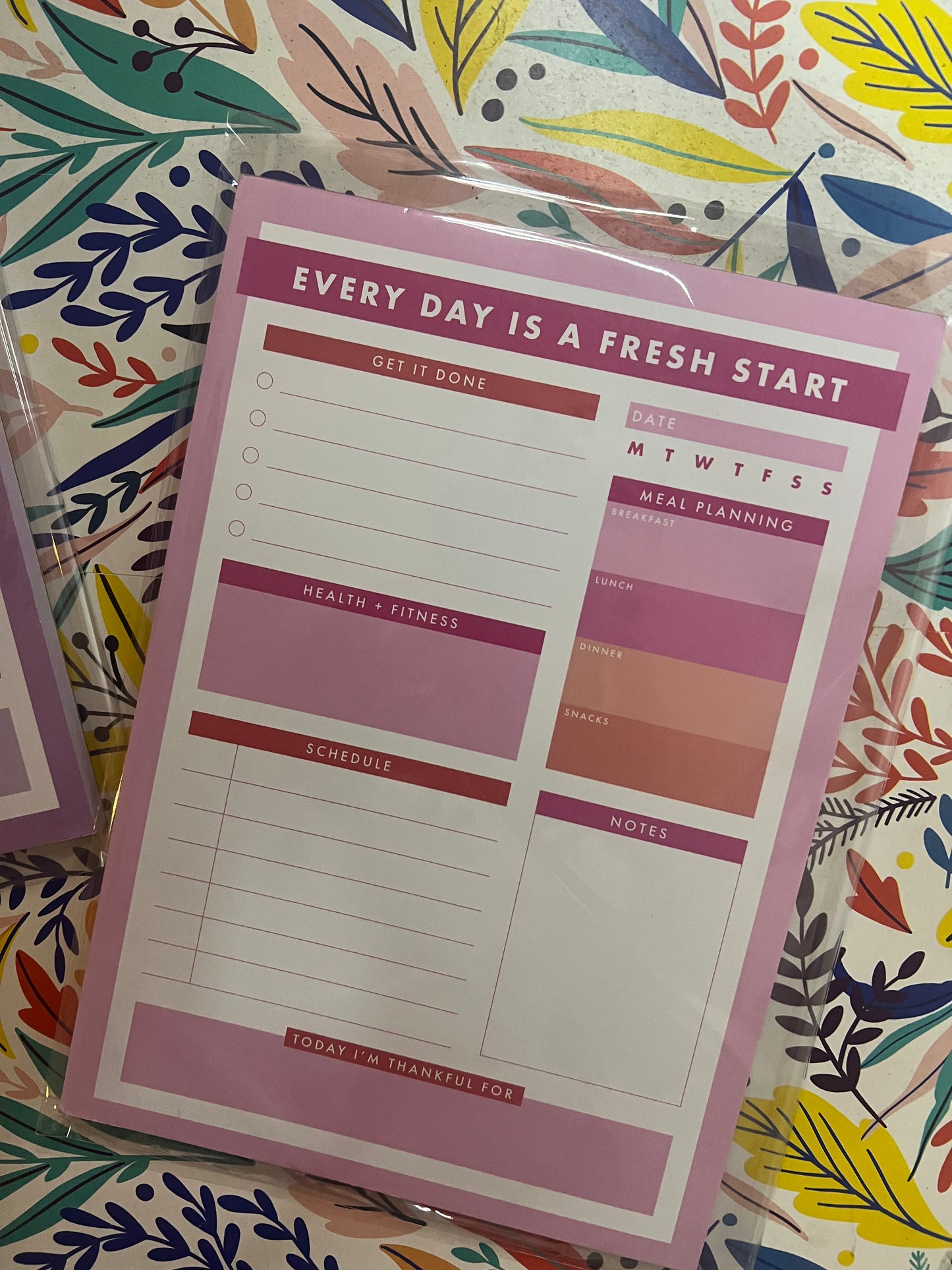 Cuaderno Diario “Every Day Is a Fresh Start” — Rosado/Morado