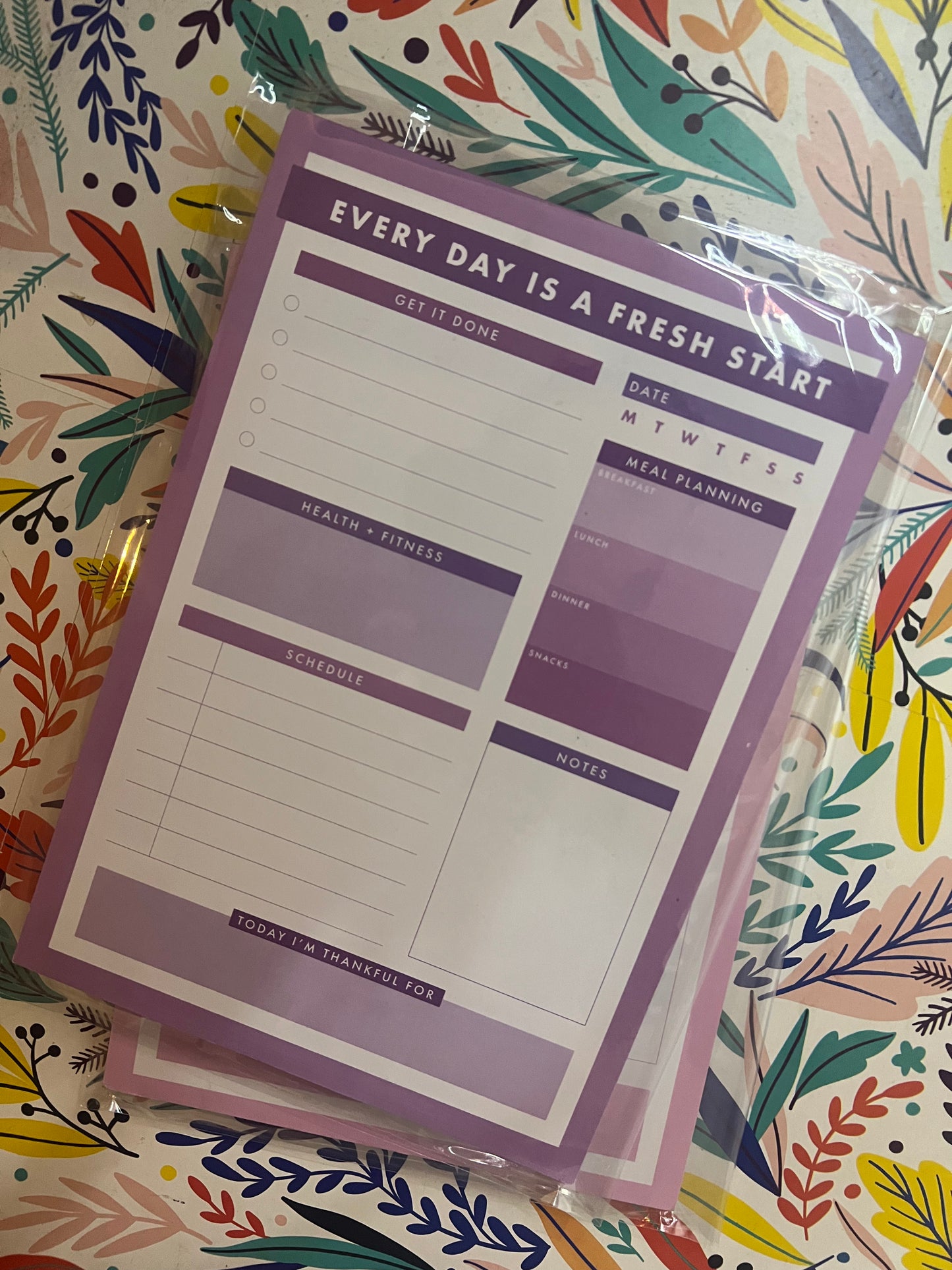 Cuaderno Diario “Every Day Is a Fresh Start” — Rosado/Morado