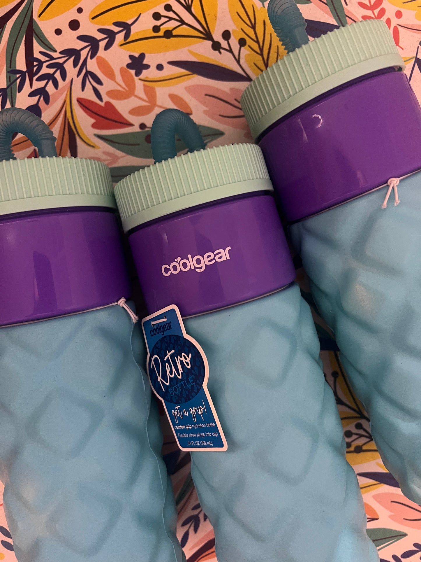 Termo CoolGear 24oz — Diseño Acolchado Rombo (Verde/Morado/Azul)