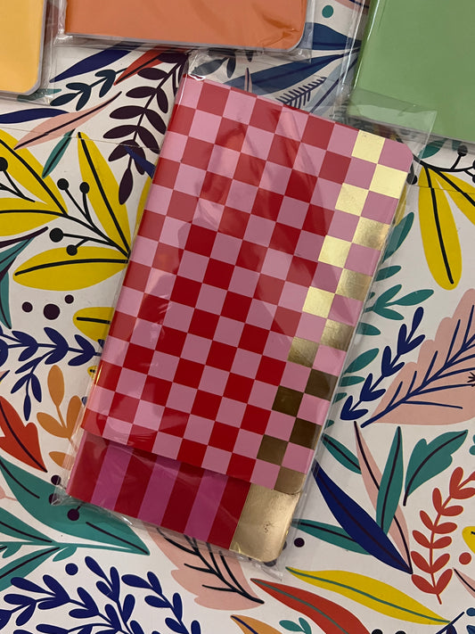 💗✨ Duo de Libretas Rosado & Dorado — Rayas + Cuadros