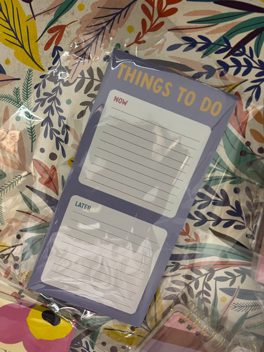 📝 Pad “Things To Do — Now & Later”