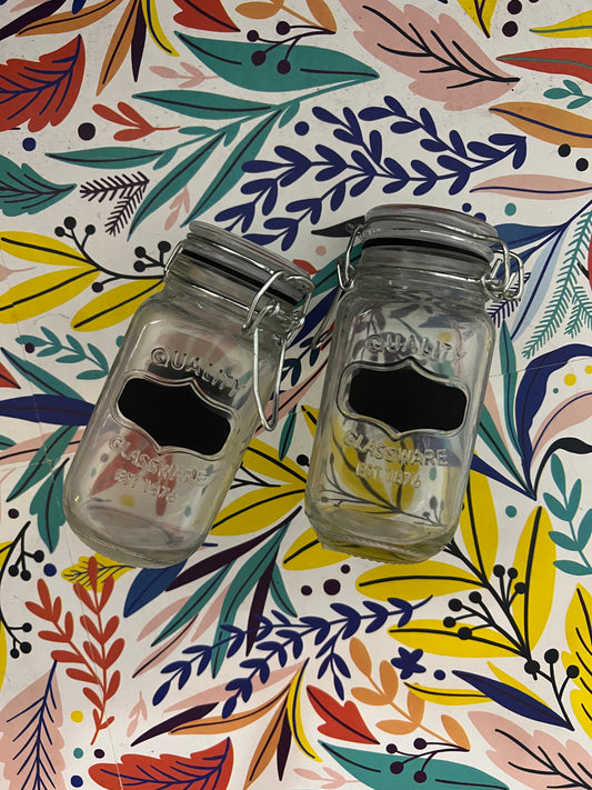 Duo Mason Jars con Tapa Hermética + Etiqueta Chalkboard