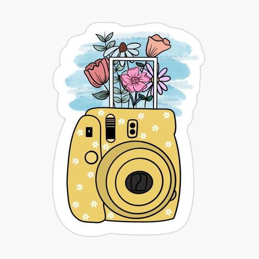 Sticker - Polaroid Camera Flowers.