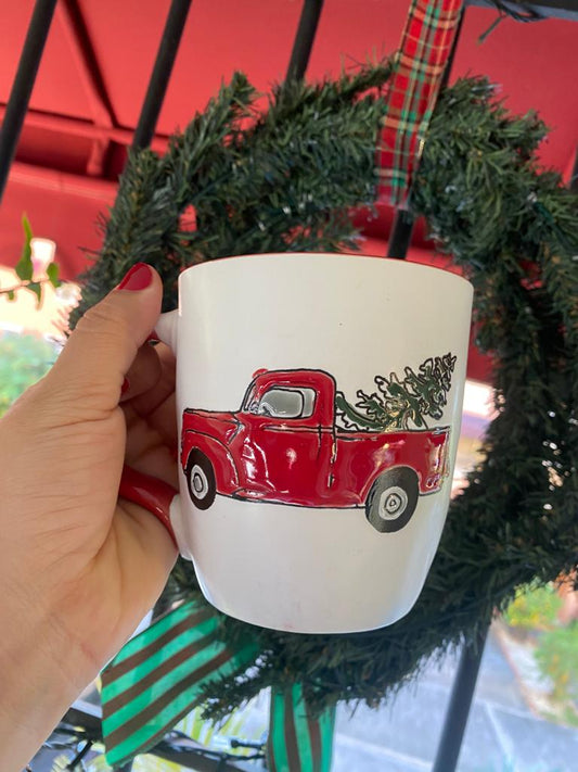 Christmas truck mug